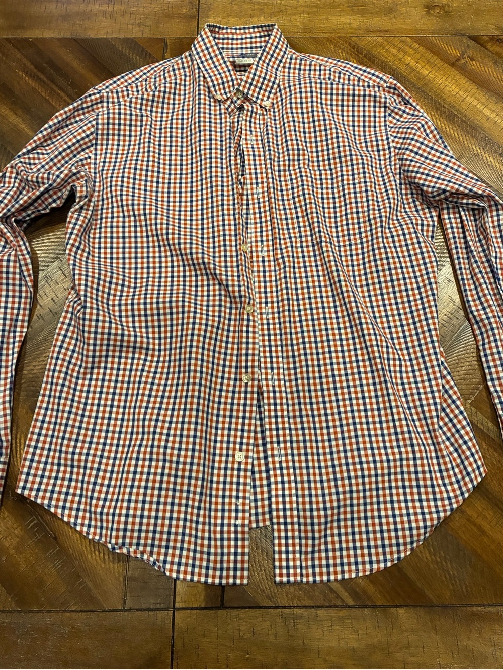 Van Heusen Orange and Blue Check Button-Down Shirt